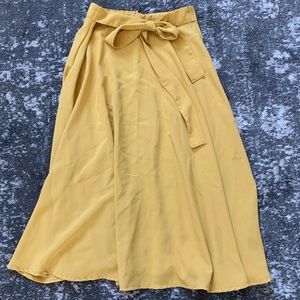 Yellow SHEIN front tie skirt